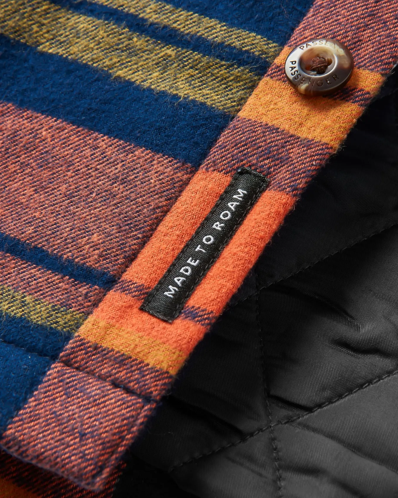 Sherwood kariertes Kapuzenhemd - Tiefes Marineblau/Verbranntes Orange