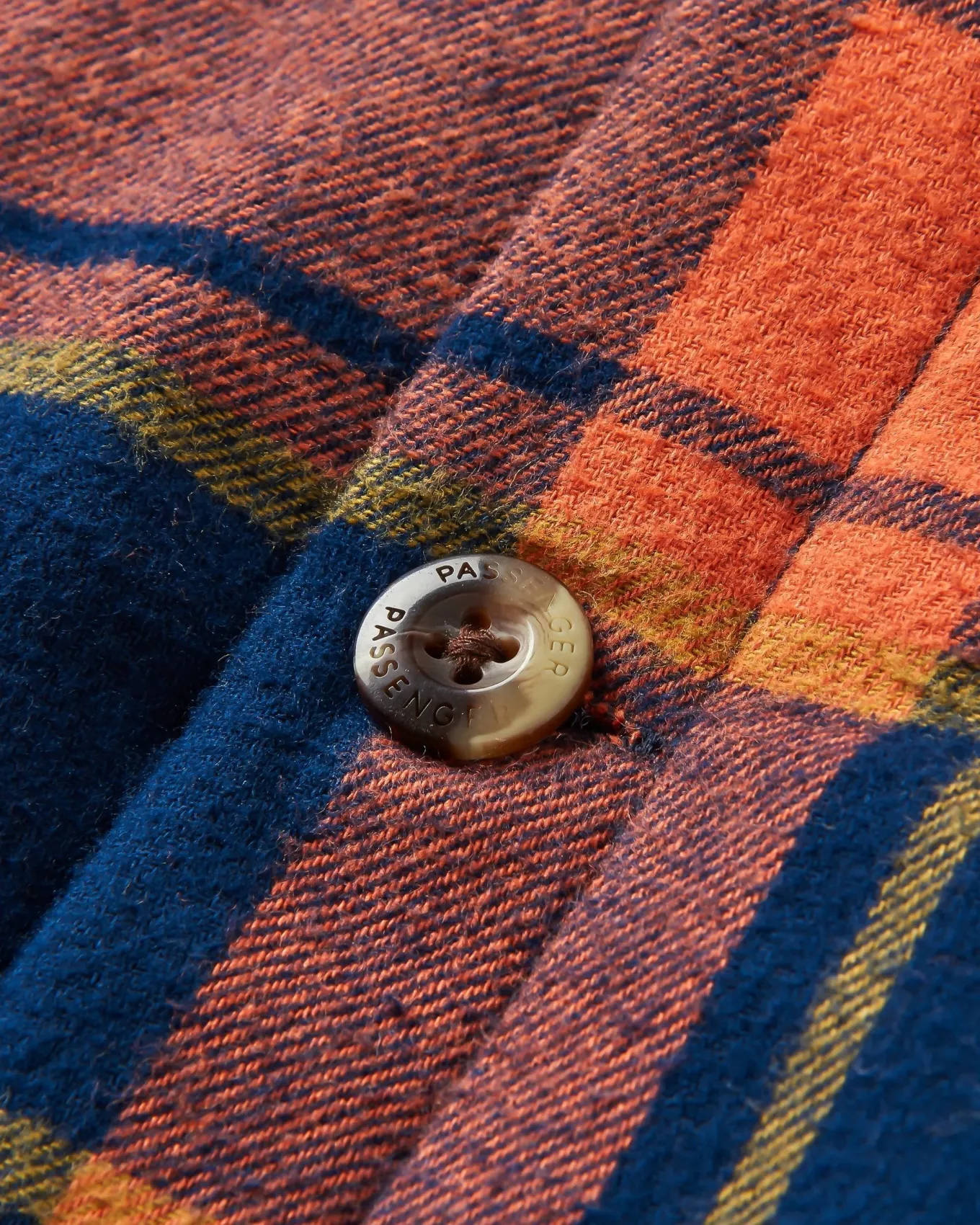 Sherwood kariertes Kapuzenhemd - Tiefes Marineblau/Verbranntes Orange