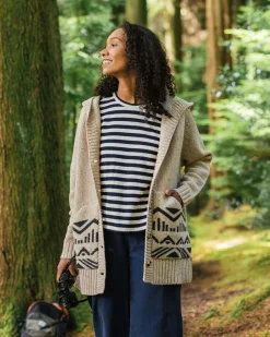 Snoozle Recycelter gestrickter Kapuzencardigan - Hafermehl