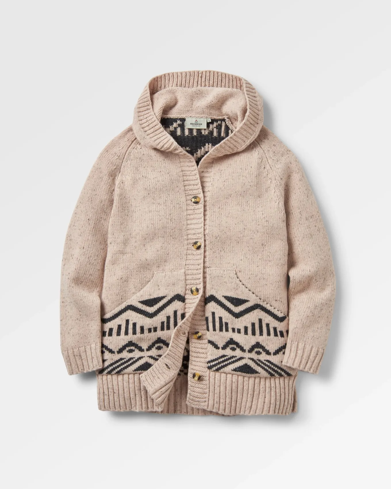 Snoozle Recycelter gestrickter Kapuzencardigan - Hafermehl
