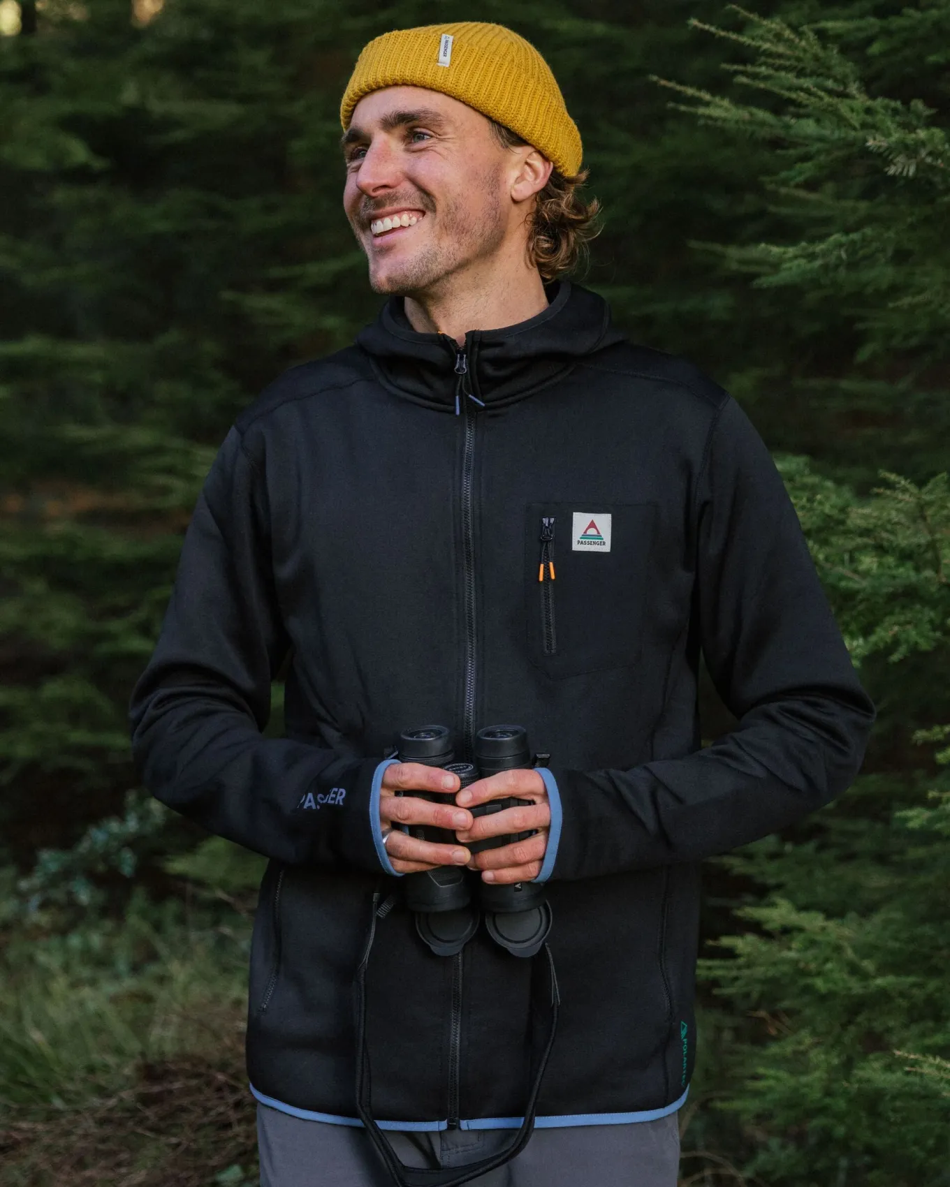Solitude Recycelter Polartec® Fleece Kapuzenpullover - Schwarz