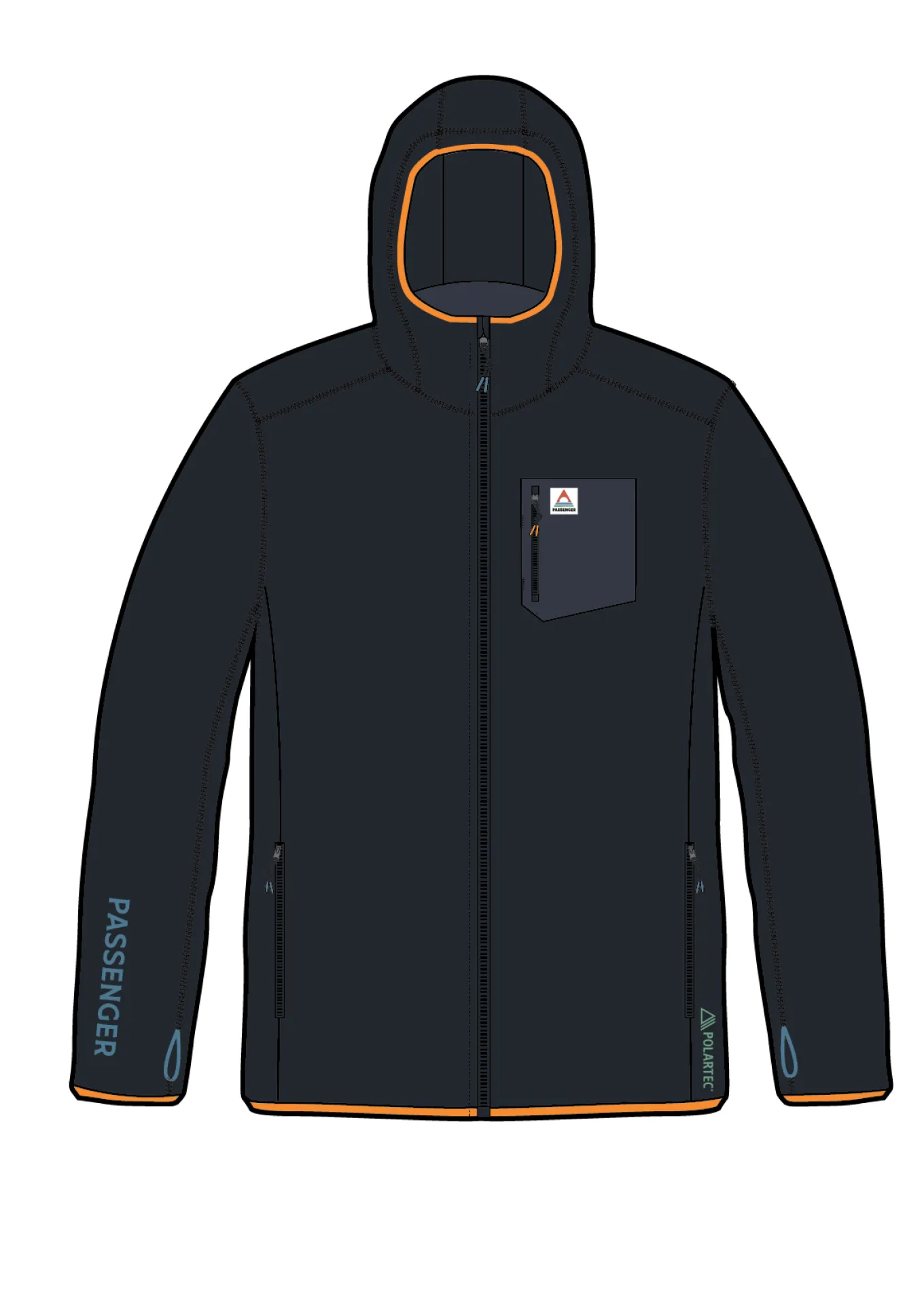 Solitude Recycelter Polartec® Fleece Kapuzenpullover - Schwarz