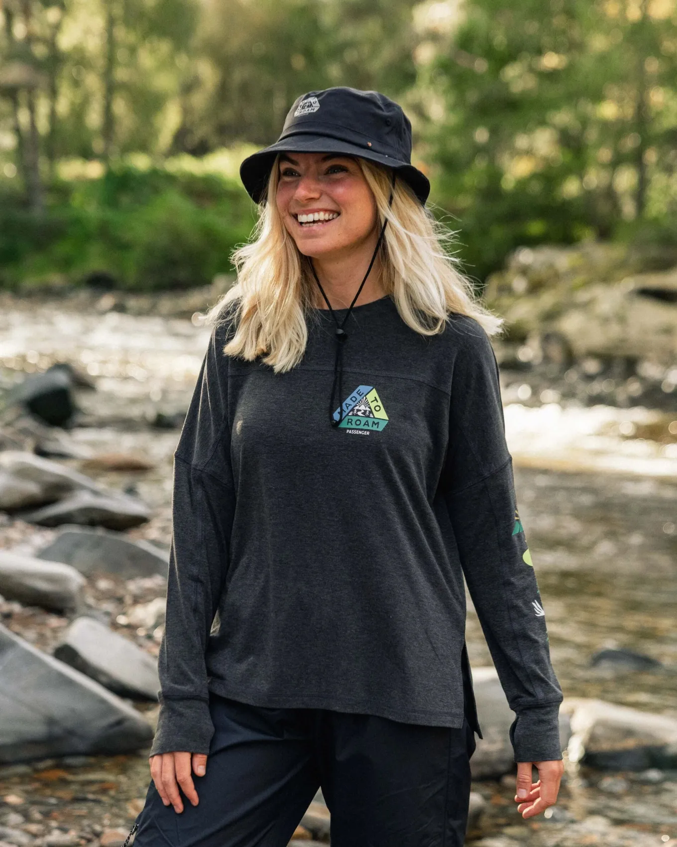Sorrento recyceltes aktives Langarm-T-Shirt - Schwarz