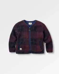 Tawny recycelte Deep-Pile Sherpa-Jacke - Tiefe Pflaume/Tiefes Marine Karo