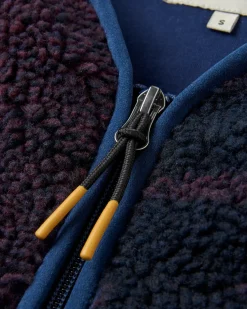Tawny recycelte Deep-Pile Sherpa-Jacke - Tiefe Pflaume/Tiefes Marine Karo