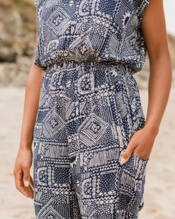 Thimbleberry Jumpsuit - Vintage Patchwork Marineblau