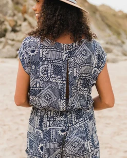 Thimbleberry Jumpsuit - Vintage Patchwork Marineblau