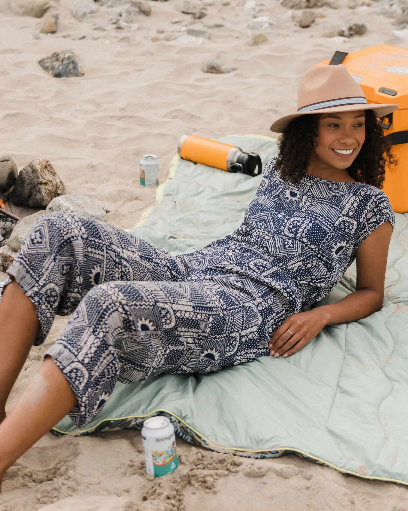 Thimbleberry Jumpsuit - Vintage Patchwork Marineblau