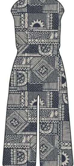 Thimbleberry Jumpsuit - Vintage Patchwork Marineblau