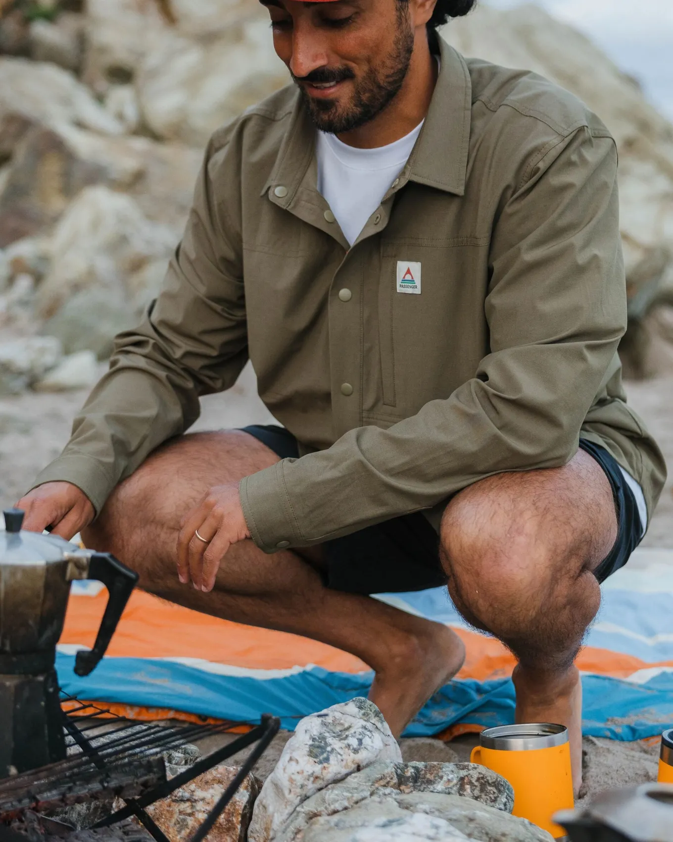 Traveller Stretchhemd - Khaki