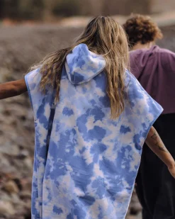 Tulum Recycelter Surf-Poncho - Tie Dye Kornblume