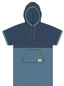 Tulum Recycled Towel Surf-Poncho - Moonlight Blue/Dark Denim