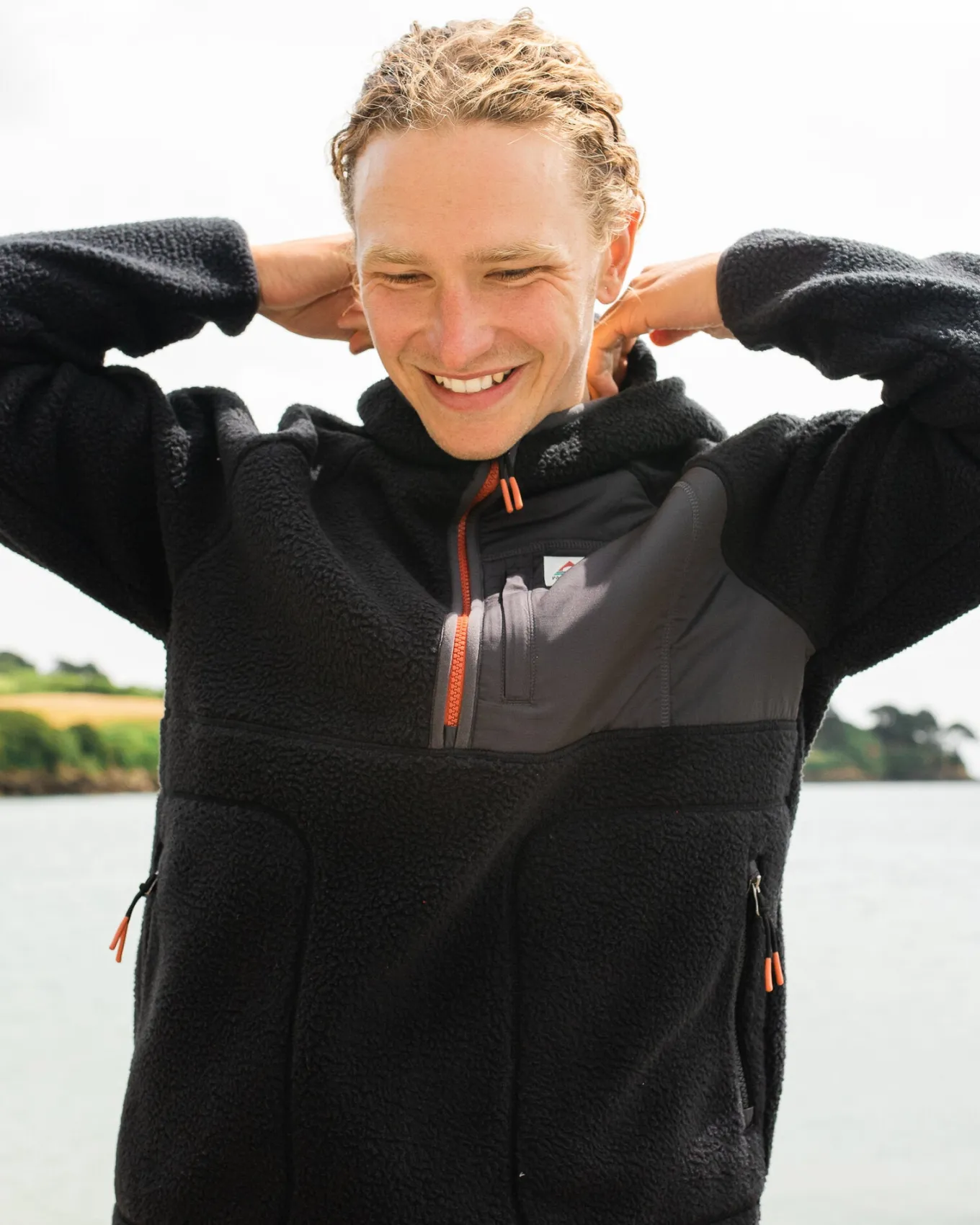 Ventura 1/2 Reißverschluss Recyceltes Sherpa-Fleece - Schwarz
