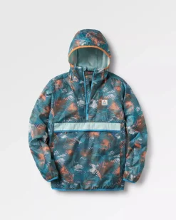 Viento Recycelte Windjacke Anorak - Palm Camo Tiefsee