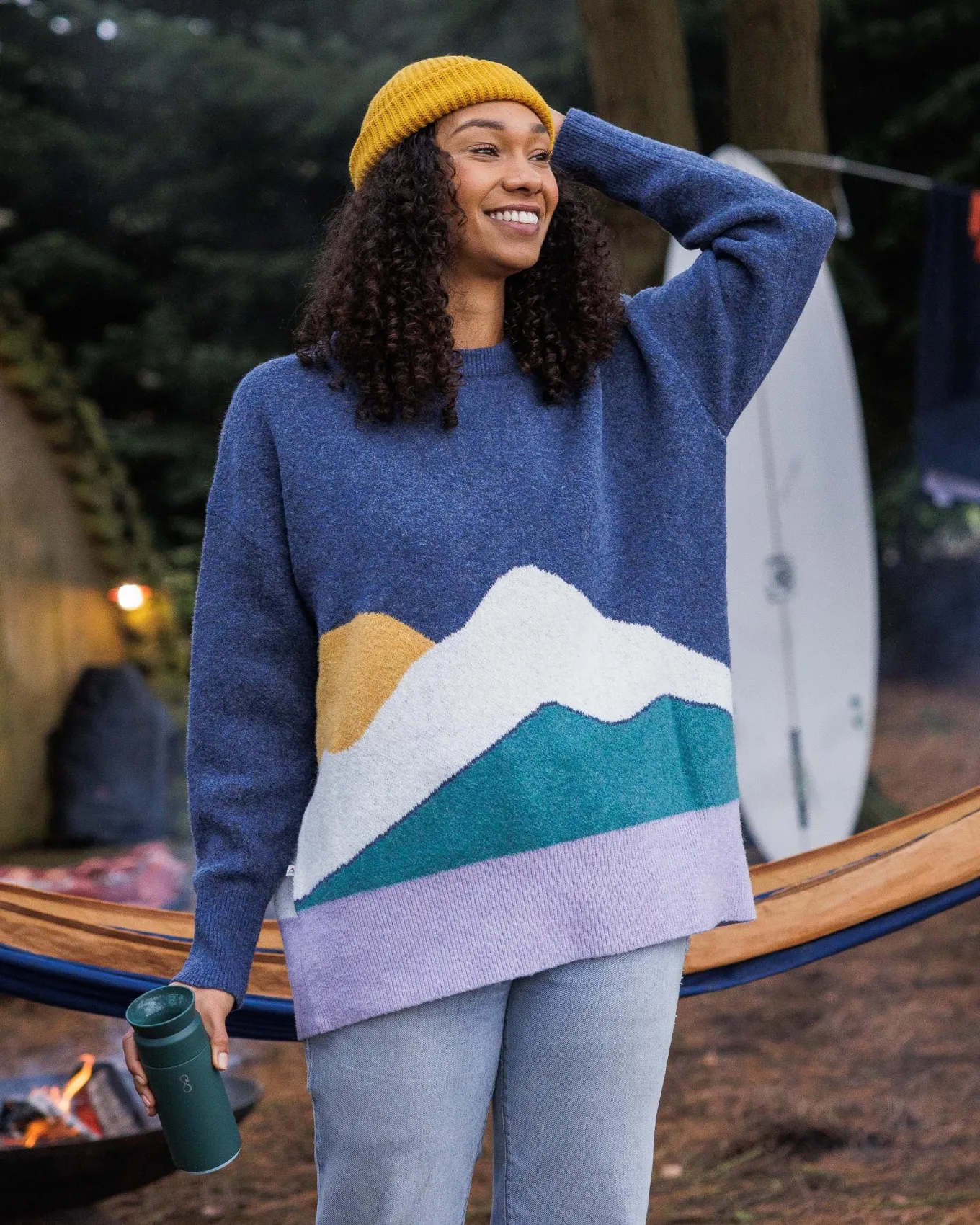 Vista Recycelter Strickpullover - Dunkler Denim