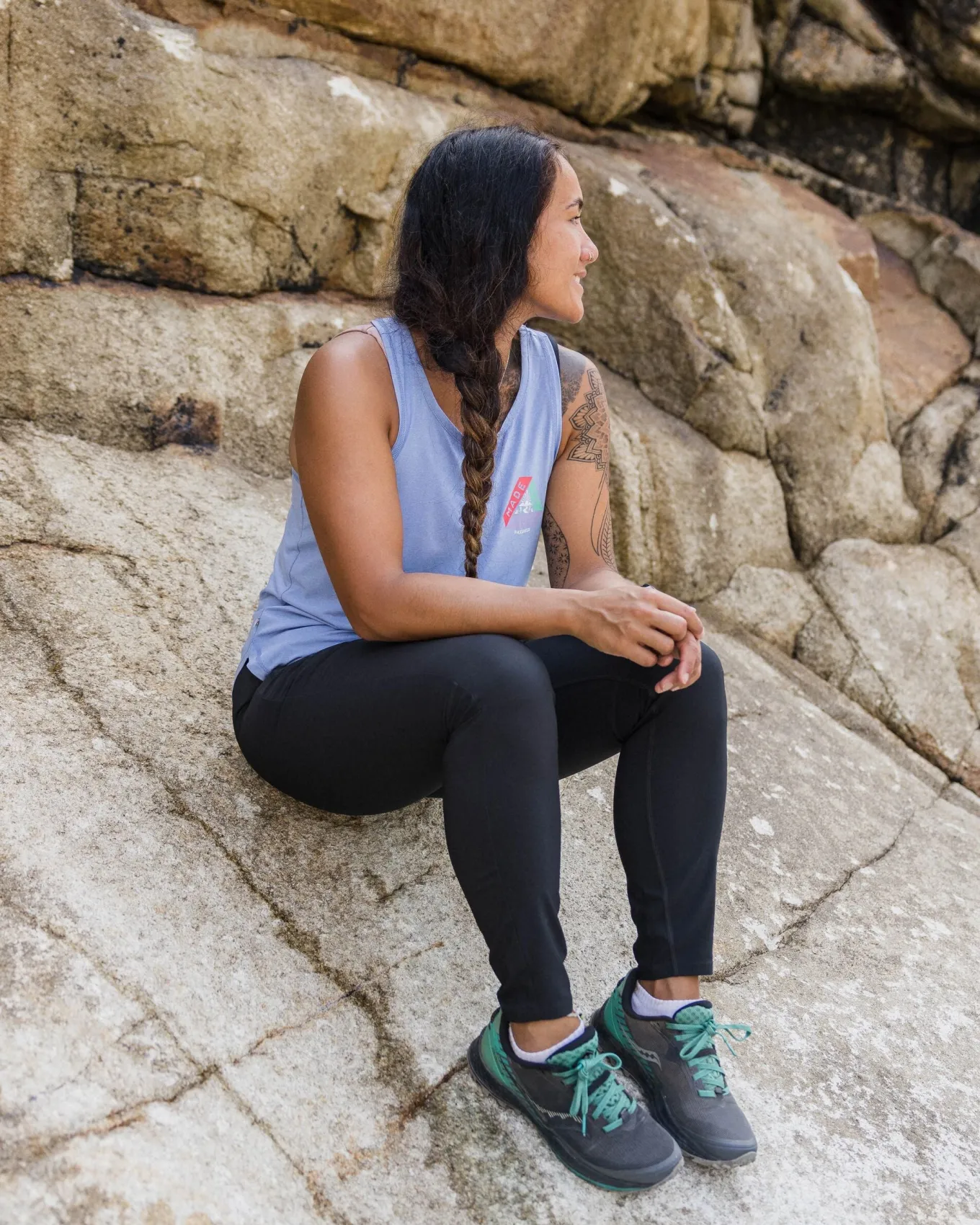 Wanderlust 4-Wege-Stretch-Leggings - Schwarz
