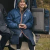 Waves Recycelter Sherpa Gefütterter Surf-Poncho - Dunkles Denim/ Tiefes Marineblau