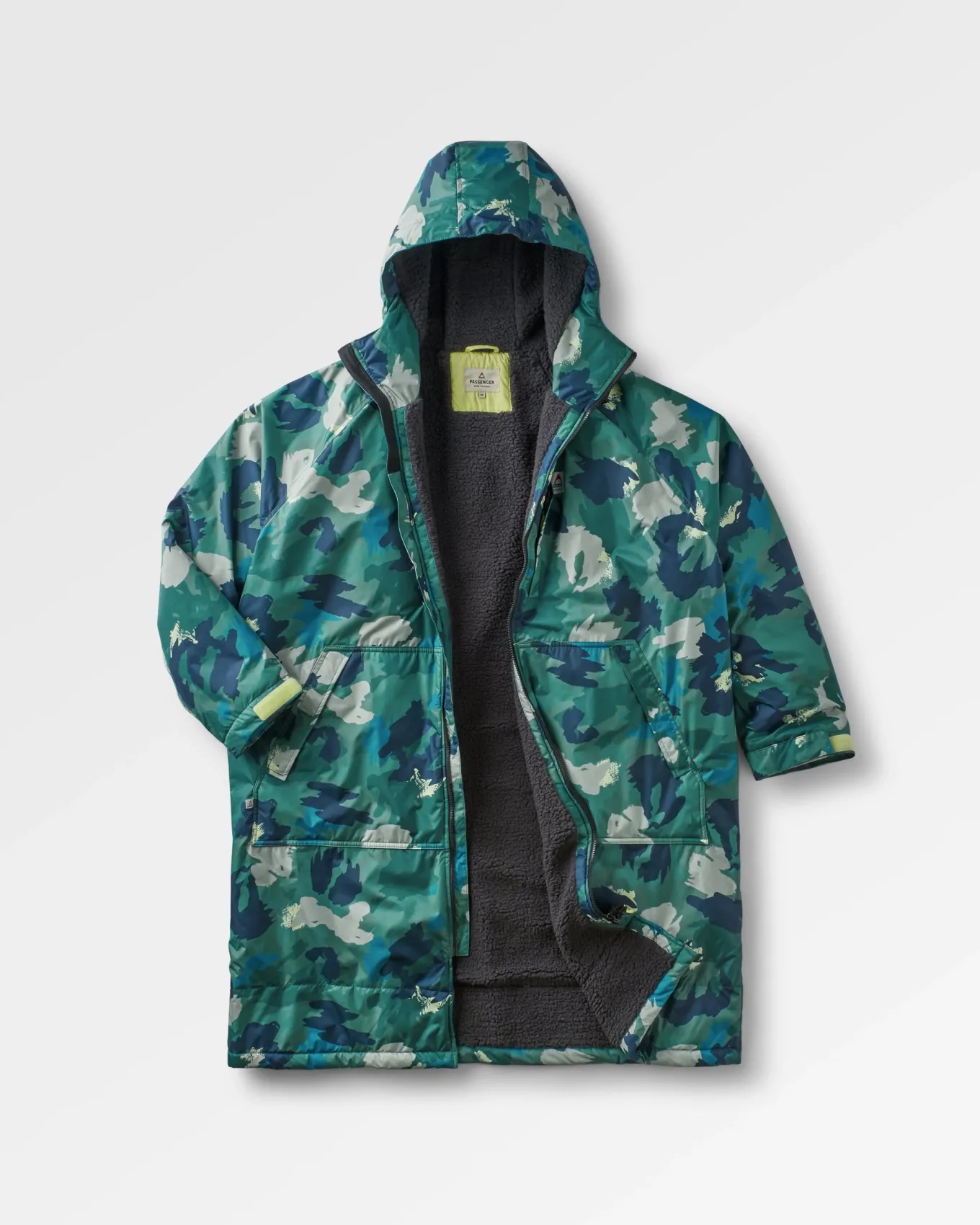 Waves Recycelter Sherpa Gefütterter Surf-Poncho - Alpen-Tarnung Regenwald