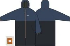 Waves Recycelter Sherpa Gefütterter Surf-Poncho - Dunkles Denim/ Tiefes Marineblau