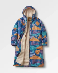 Waves Recycelter Sherpa Gefütterter Surf Poncho - Tiefblaues Camo