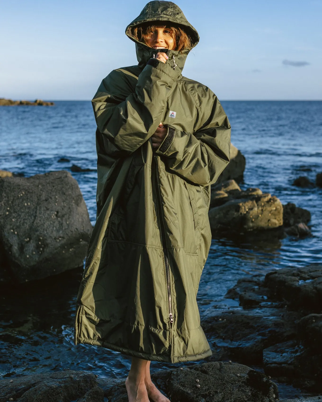 Waves Recycelter Sherpa Gefütterter Surf-Poncho - Khaki