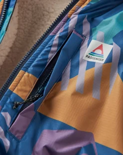 Waves Recycelter Sherpa Gefütterter Surf Poncho - Tiefblaues Camo