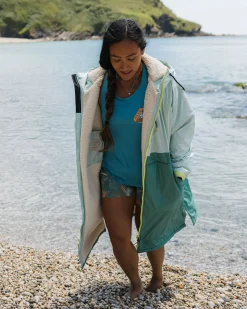 Waves Recycelter Sherpa Gefütterter Surf-Poncho - Surf Spray/Tiefsee