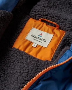 Waves Recycelter Sherpa Gefütterter Surf-Poncho - Dunkles Denim/ Tiefes Marineblau
