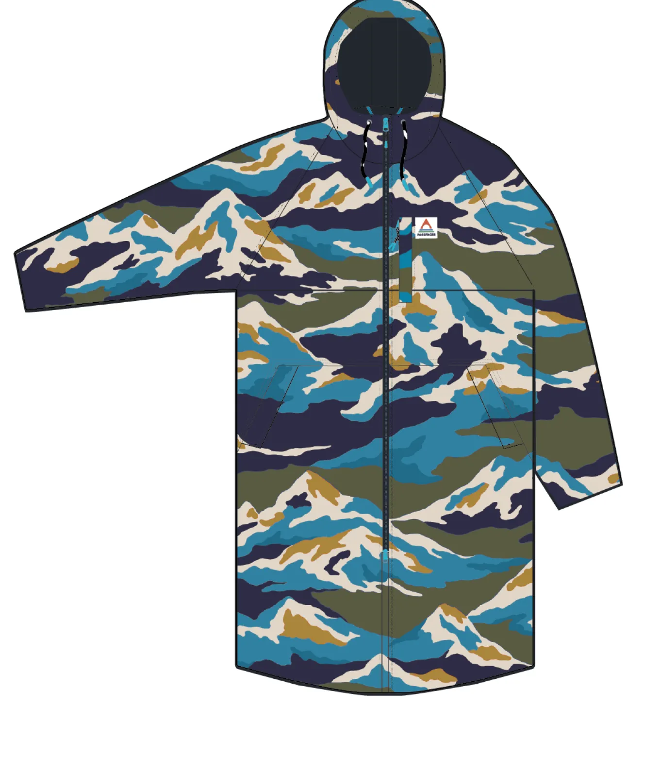 Waves Recycelter Sherpa Gefütterter Surf-Poncho - Bergszenen-Khaki