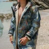 Waves Recycled Sherpa Lined Changing Robe - Palm Camo Apricot