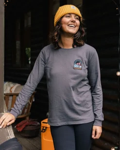 Waves u0026 Trees Recyceltes Langarmshirt - Holzkohle