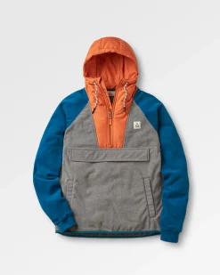 Woodland Kapuzenpullover mit 1/2 Reißverschluss aus recyceltem Polarfleece - Graumeliert / Gezeitenblau