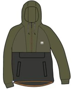 Woodland Kapuzenpullover mit 1/2 Reißverschluss aus recyceltem Polarfleece - Echtes Schwarz/ Khaki
