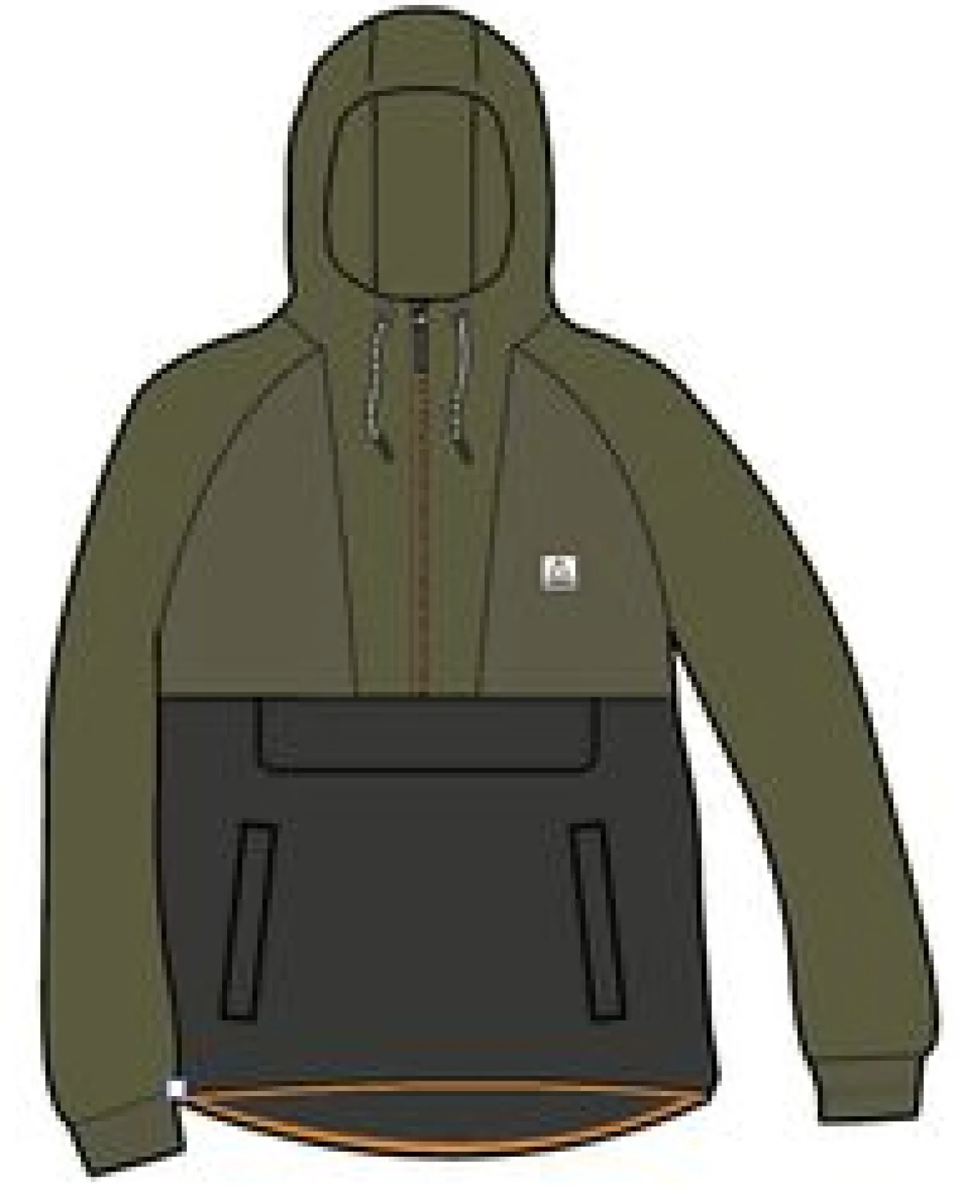 Woodland Kapuzenpullover mit 1/2 Reißverschluss aus recyceltem Polarfleece - Echtes Schwarz/ Khaki