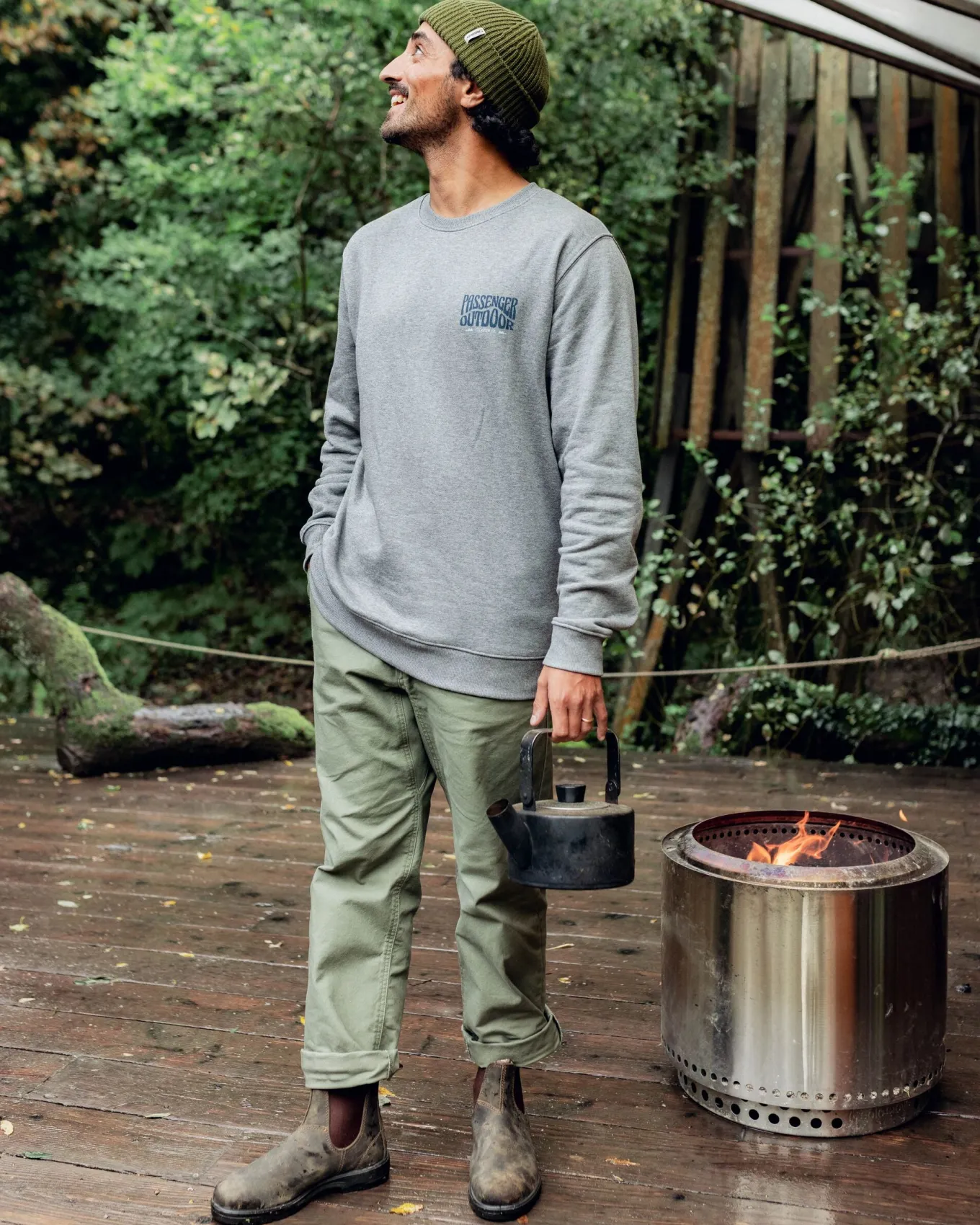 Yuca Recyceltes Baumwoll-Sweatshirt - Dunkelgrau meliert